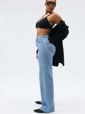 High-Rise Wide Leg Jeans in Medium Wash Blue NWT Fabletics